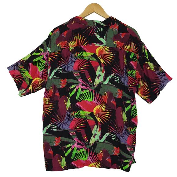 Super Massive Men’s Button-Up Shirt Large Hawaiian Bold Floral Print Retro Style - Picture 4 of 7